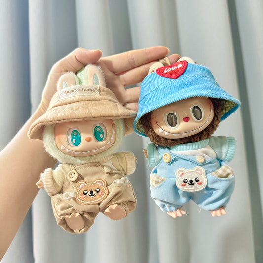 [Clothes only] Second-generation keychain Labubu clothes pendant Labubu sitting party bear shoulder overalls