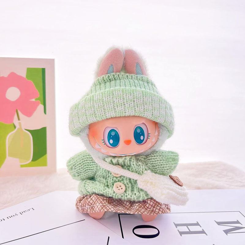 [Clothes only] One, two and three generations of keychains Labubu clothes pendant Labubu baby clothes knitted sweater hat set