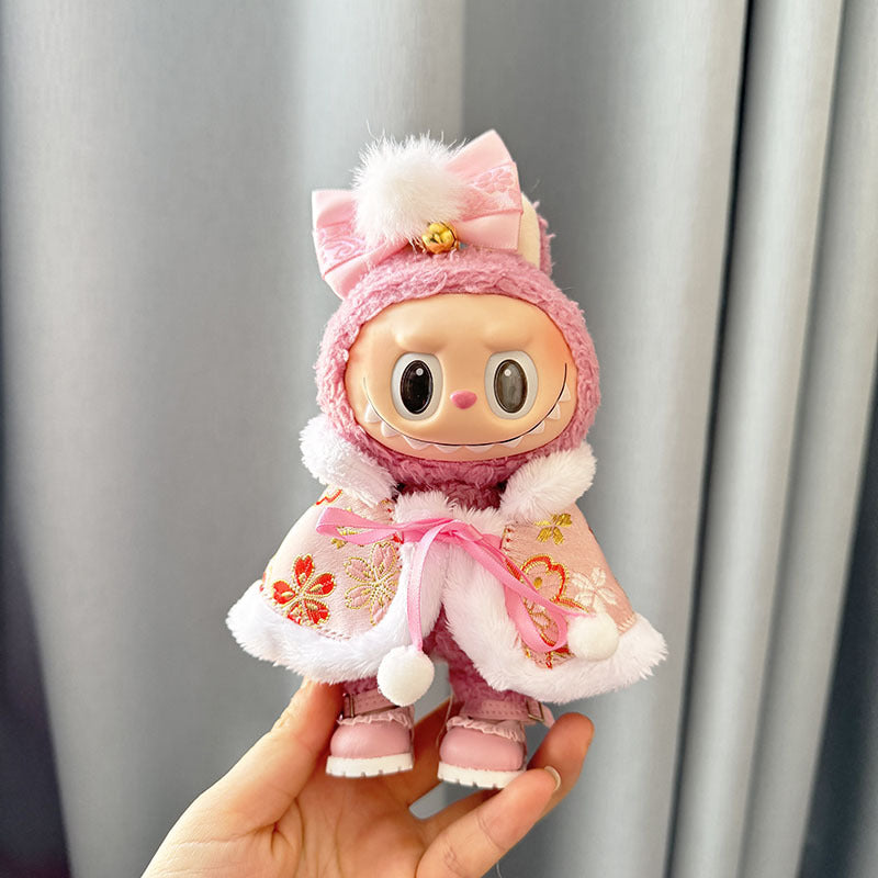 [Clothes only] First and second generation keychain Labubu clothes pendant Labubu sit party New Year's shawl set