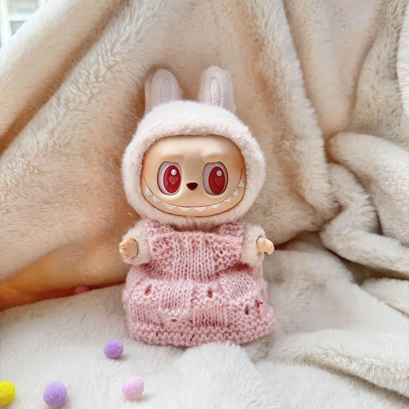 [Clothes only] The first, second and third generation keychain Labubu clothes pendant Labubu baby clothes striped buttons sweater set.