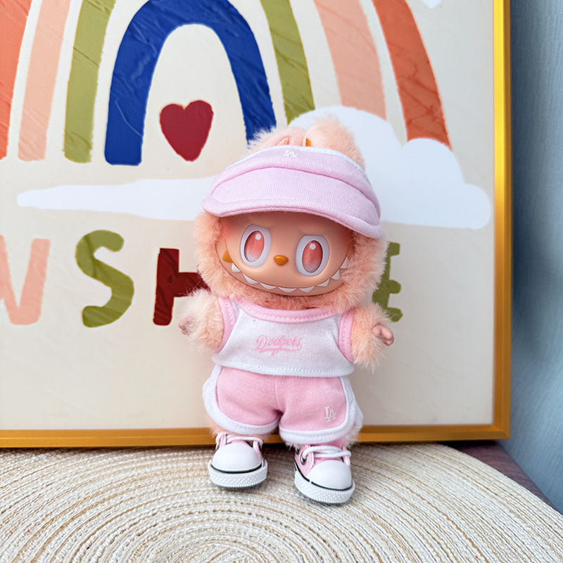 The first, second and third generation Labubu clothes pendant Labubu sitting party baby clothes peaked cap LA sports suit trend