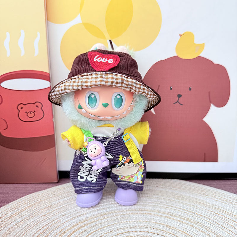 [Clothes only] One, two and three generations Labubu clothes pendant Labubu sitting baby clothes, small new overalls, cute and cute.
