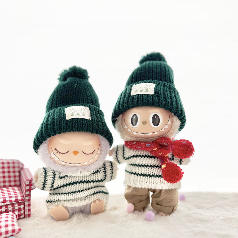 [Clothes only] First and second generation Labubu clothes pendant Labubu sitting baby clothes sweater green bunny hat set