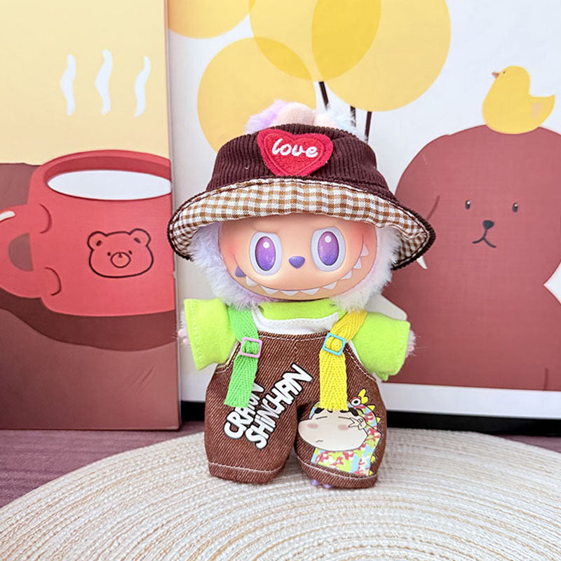 [Clothes only] One, two and three generations Labubu clothes pendant Labubu sitting baby clothes, small new overalls, cute and cute.