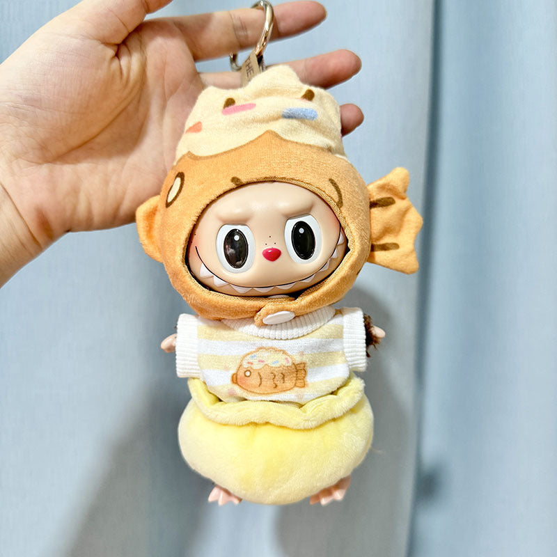 [Clothes only] 17cm keychain Labubu baby clothes blind box Labubu clothes snapper braised bread pants three-piece set