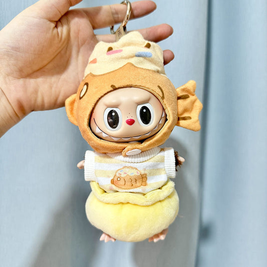 [Clothes only] 17cm keychain Labubu baby clothes blind box Labubu clothes snapper braised bread pants three-piece set