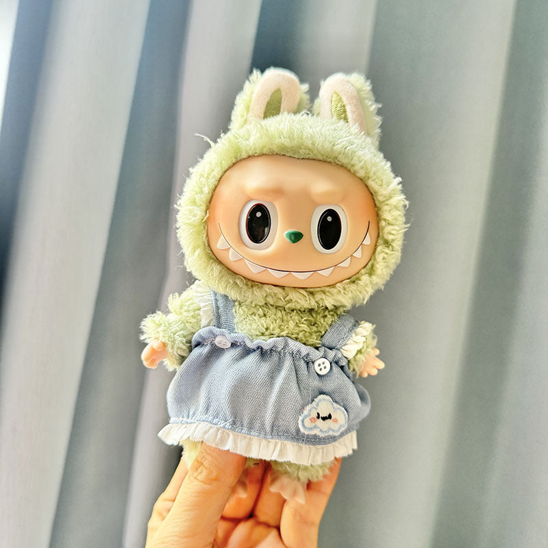 [Clothes only] First and second generation Labubu clothes pendant Labubu sitting party baby clothes cloud denim strap skirt