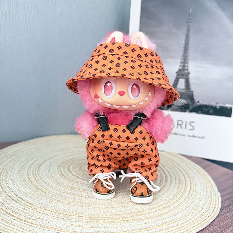 [Clothes only] One, two and three generations Labubu clothes pendant Labubu sitting baby clothes yellow big name bucket hat set