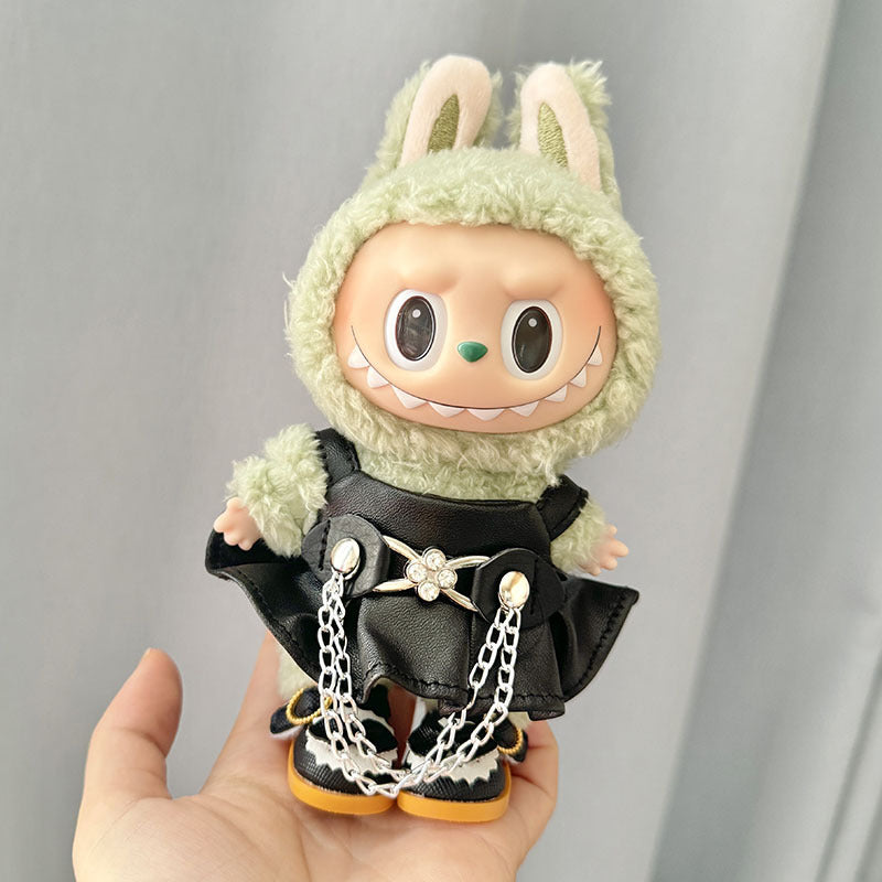 Clothes only] 1st/2nd generation blind box Labubu clothes pendant Labubu sitting party baby clothes fashion leather skirt