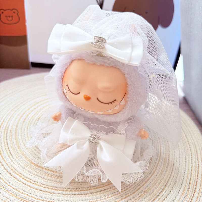 [Clothes only] One, two and three generations Labubu clothes pendant Labubu sitting baby clothes Xiaoxiang wedding dress two-piece set