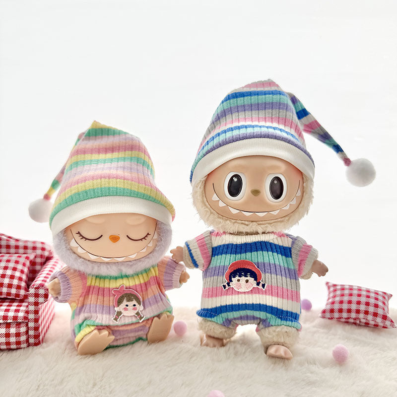 [Clothes only] First and second generation Labubu clothes pendant Labubu sitting party baby clothes rainbow girl two-piece set