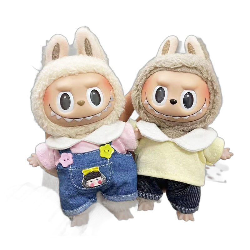 [Clothes only] 17cm pendant, rabub clothes, sunflower buckle strap set, labubu doll clothes, cute.