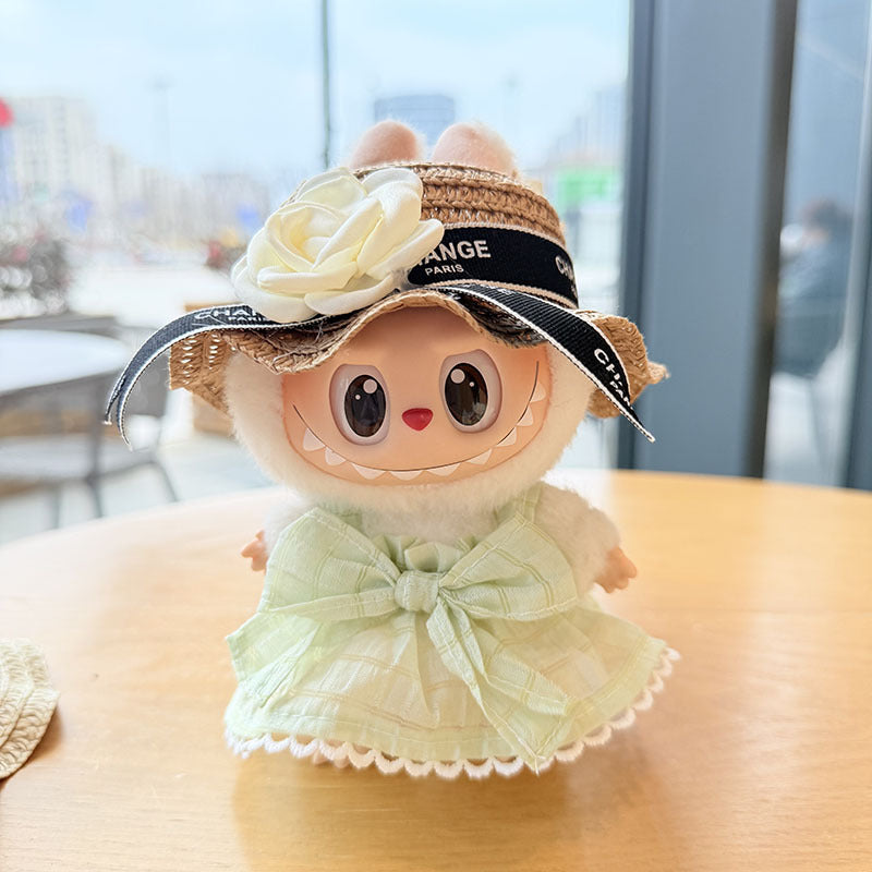 [Clothes only] First and second generation keychain Labubu clothes pendant Labub black fragrant camellia skirt straw hat