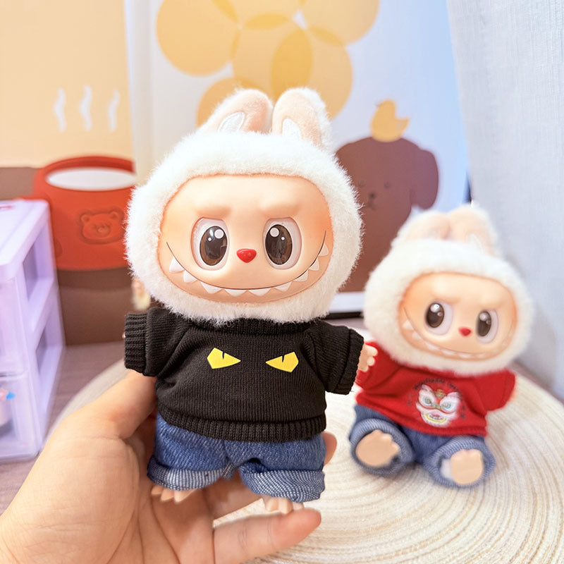 [Clothes only] One, two and three generations of keychains Labubu clothes pendant Labubu baby clothes denim cute dog overalls cute