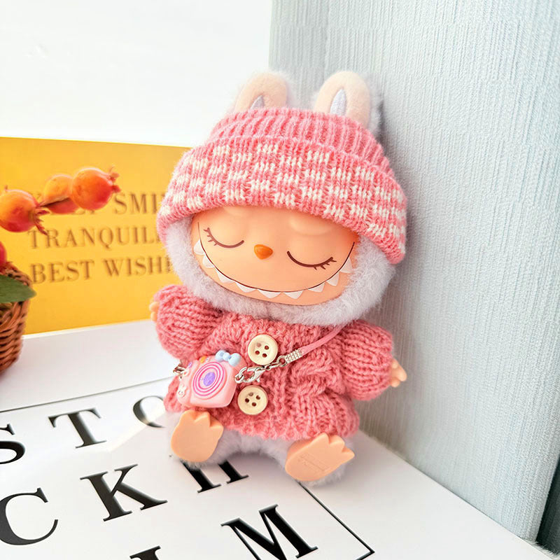 [Clothes only] One, two and three generations of keychains Labubu clothes pendant Labubu baby clothes knitted sweater hat set