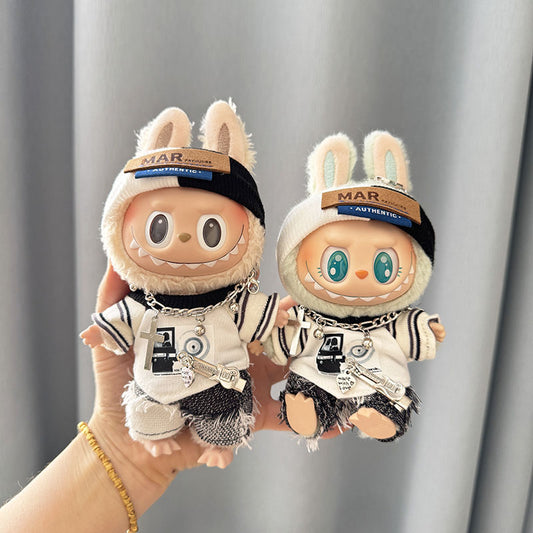 [Clothes only] First and second generation keychain Labubu clothes pendant Labubu baby clothes gray-tone aesthetic five-piece set cute