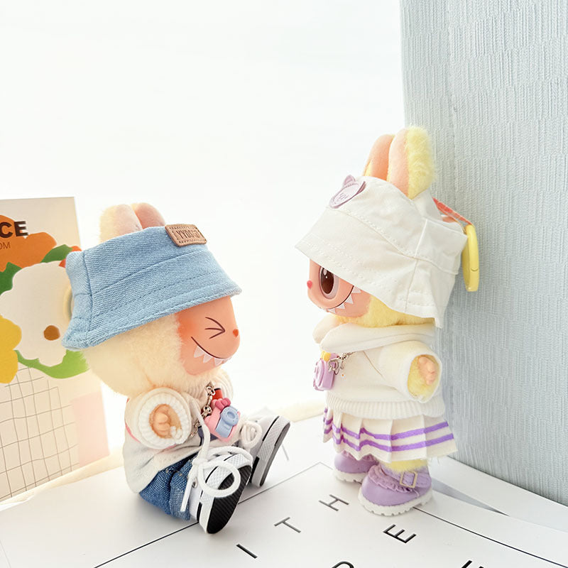 [Clothes only] 17cm Labubuva clothes LABUBU blind box sitting party first, second and third generation rainbow T suit.
