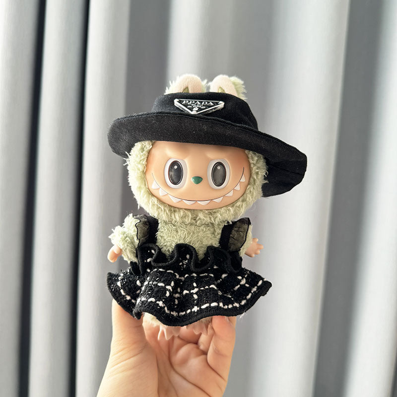 [Clothes only] First and second generation Labubu clothes pendant Labubu sitting party baby clothes black and white fragrant skirt set