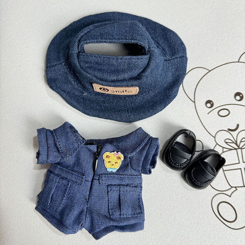 Clothes only] First-generation and second-generation blind box Labubu clothes keychain Labubu baby clothes denim tooling jumpsuit