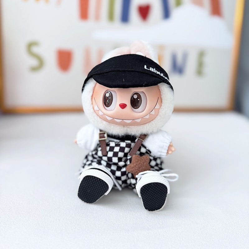 Clothes only] First and second generation Labubu clothes pendant Labubu sitting baby clothes crown belt overalls set