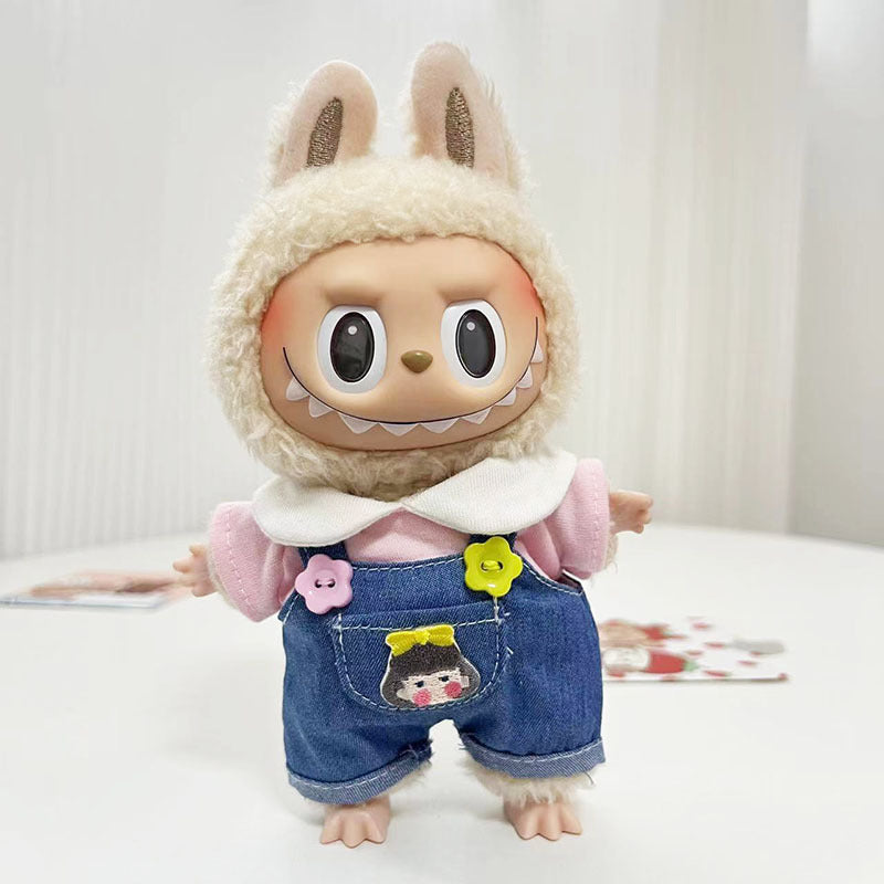 [Clothes only] 17cm pendant, rabub clothes, sunflower buckle strap set, labubu doll clothes, cute.