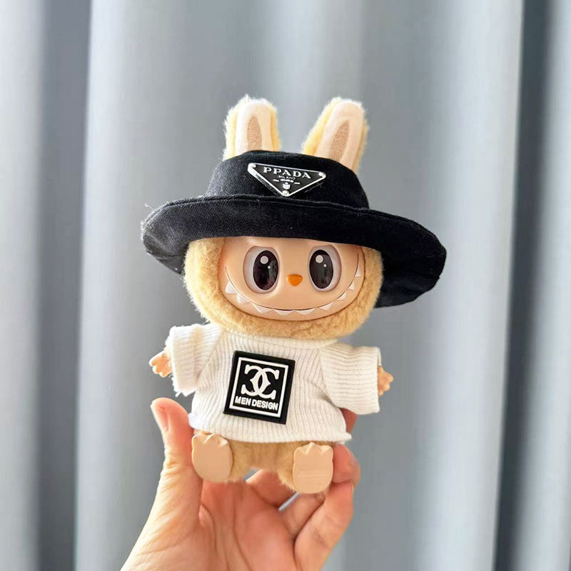 [Clothes only] First and second generation Labubu clothes pendant Labubu sitting party baby clothes Chanel shirt + black hat