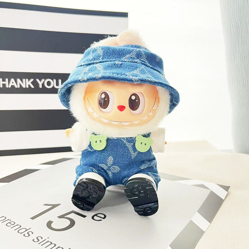 Clothes only] First and second generation Labubu clothes pendant Labubu sitting baby clothes four-leaf clover overalls set cute