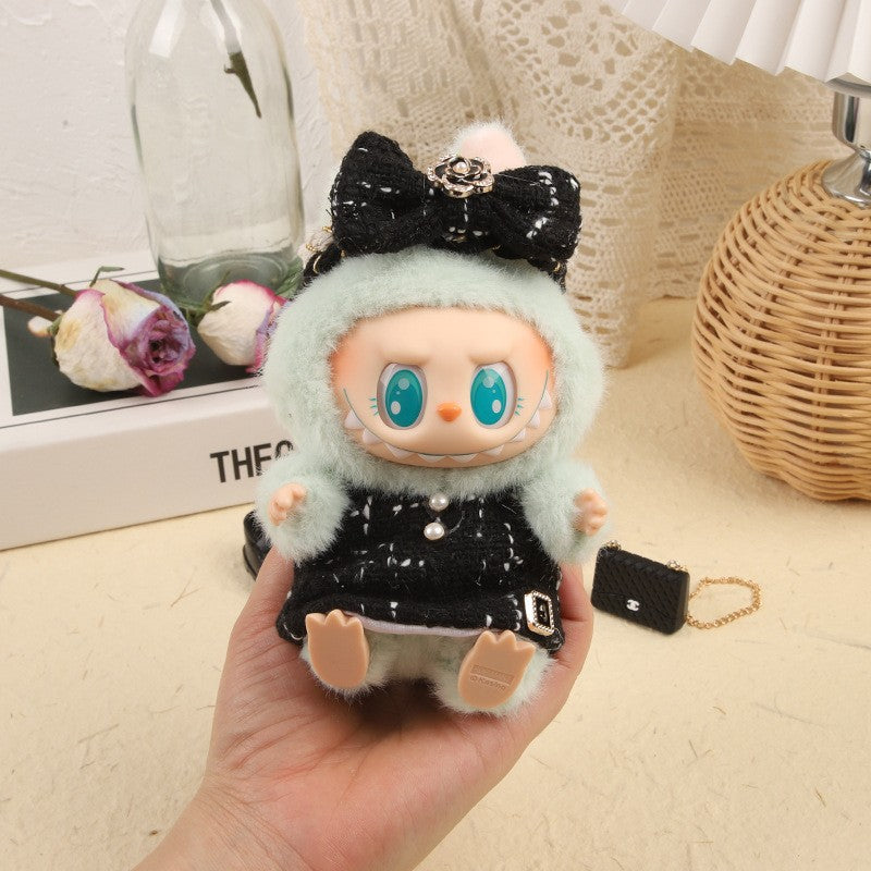 [Clothes only] First and second generation keychain Labubu clothes pendant Labubu pearl style small fragrant skirt women