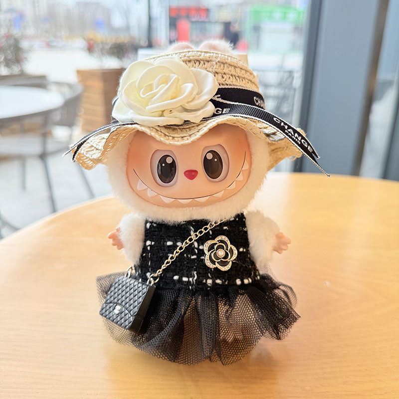 [Clothes only] First and second generation keychain Labubu clothes pendant Labub black fragrant camellia skirt straw hat