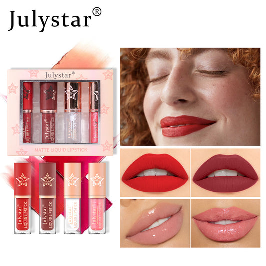 European and American makeup matte non-fading non-stick cup lip glaze kit natural three-dimensional hydrating and long-lasting lipstick set
