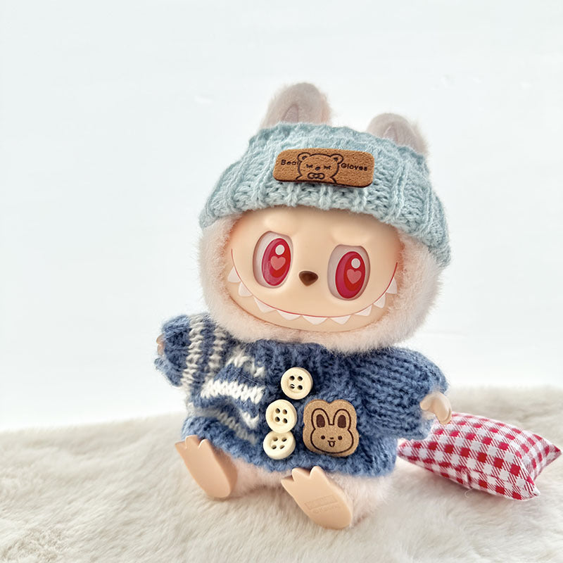 [Clothes only] First and second generation keychain Labubu clothes pendant Labubu sitting party bear label scarf hat