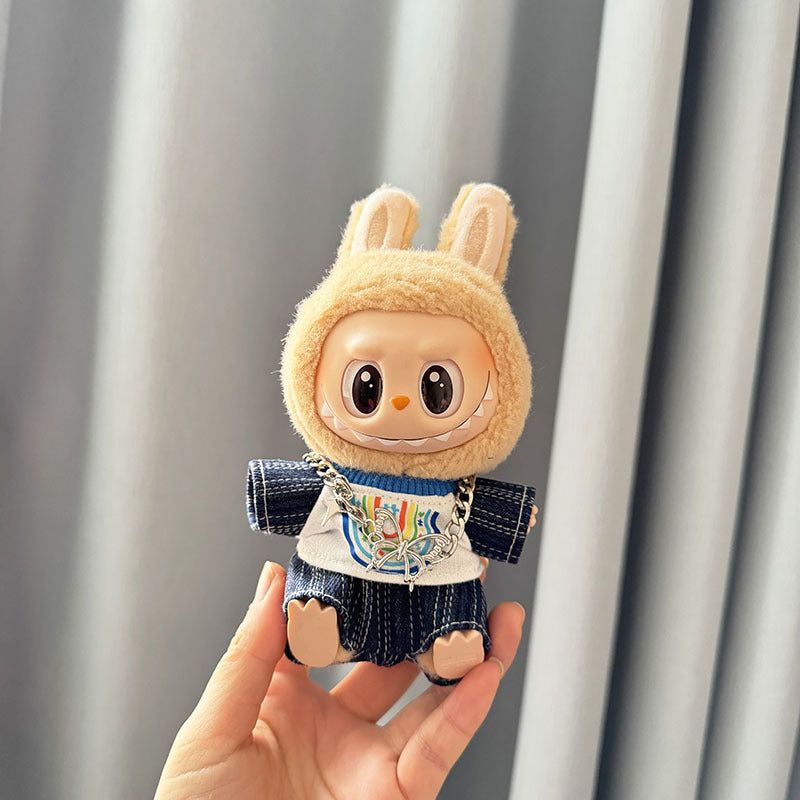 [Clothes only] First and second generation keychain Labubu clothes pendant Labubu sitting party blue balloon set