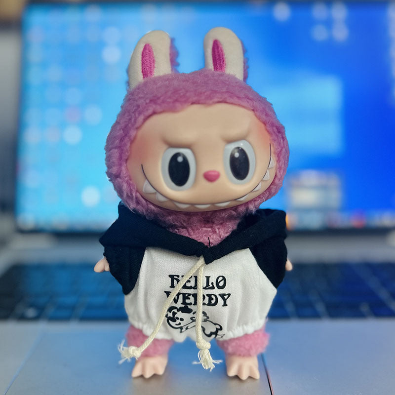 [Clothes only] 17cm pendant, Labubu clothes, keychain Labubu doll, replacement baby clothes, cool trend clothes.