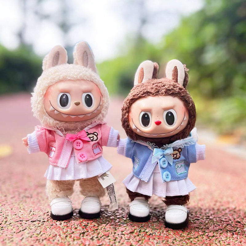 [Clothes only] 17cm labubu cloth blind box pendant doll for toning bubble shirt set cute