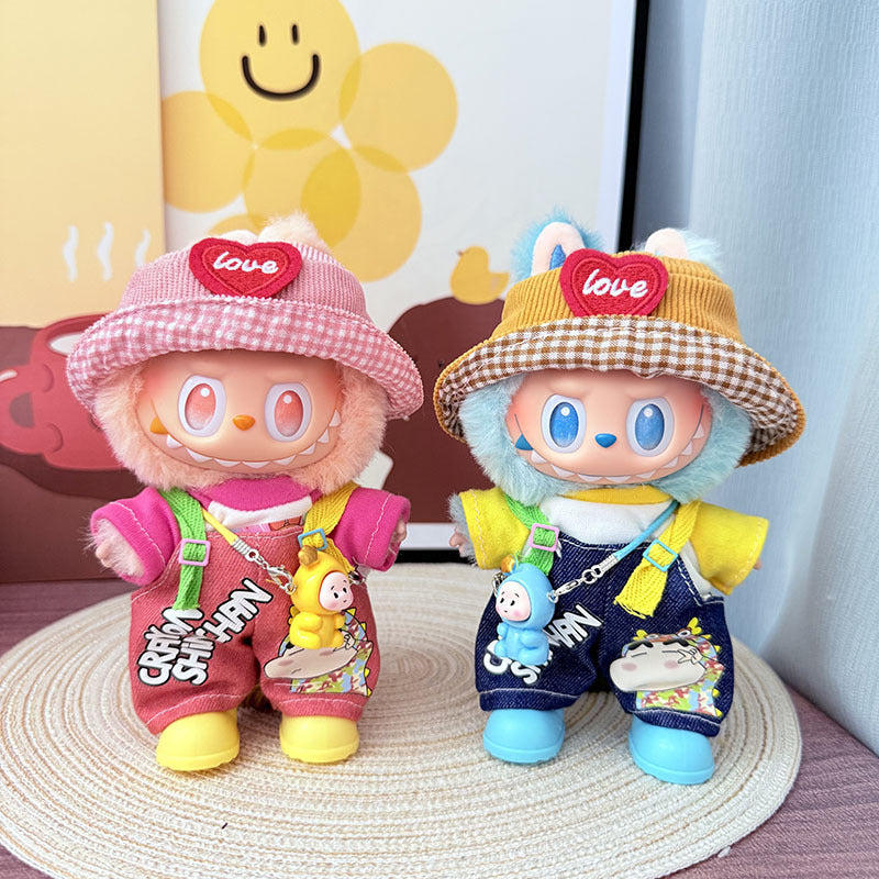 [Clothes only] One, two and three generations Labubu clothes pendant Labubu sitting baby clothes, small new overalls, cute and cute.