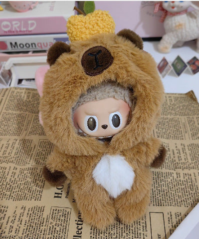 [Clothes only] 17cm blind box Macaron Labubu baby pajamas feeding bottle Labubu pendant for cute