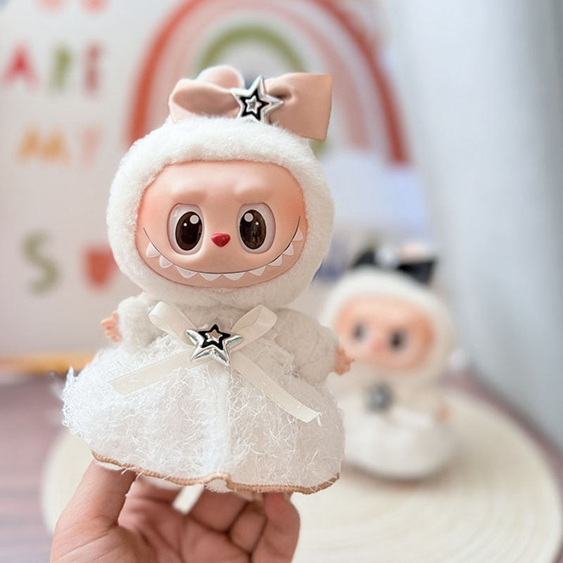 [Clothes only] First and second generation keychain Labubu clothes pendant Labubu baby clothes, earphones plaid picnic clothes.