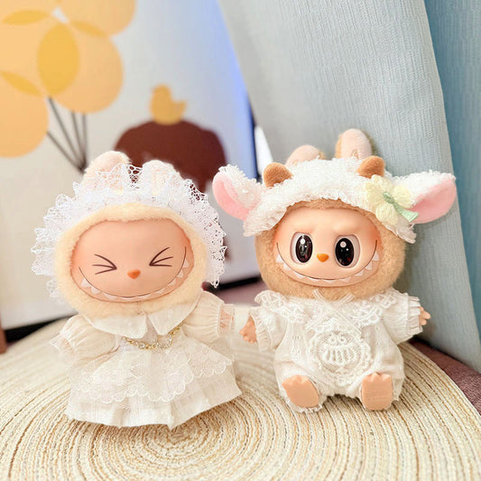 Clothes only] First and second generation Labubu clothes pendant Labubu sitting baby clothes white moonlight princess clothes cute woman
