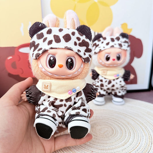 17Cm Labubuva clothes LABUBU blind box sitting party one two three generations cocoa ranch suit cute cute
