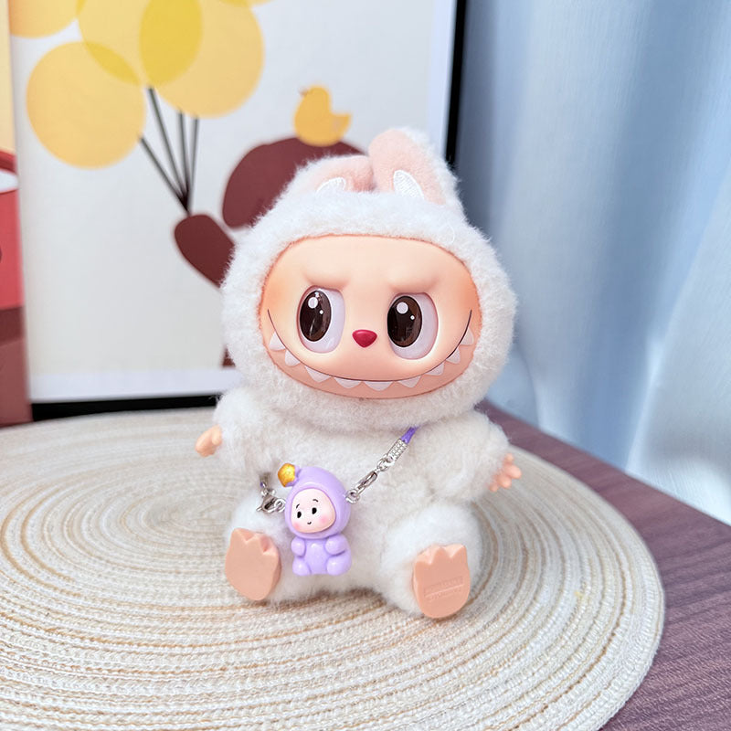 [Clothes only] One, two and three generations Labubu clothes pendant Labubu sitting baby clothes, small new overalls, cute and cute.