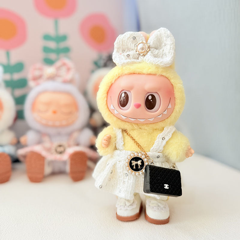 [Clothes only] First and second generation keychain Labubu clothes pendant Labubu baby clothes butterfly pearl fragrant skirt