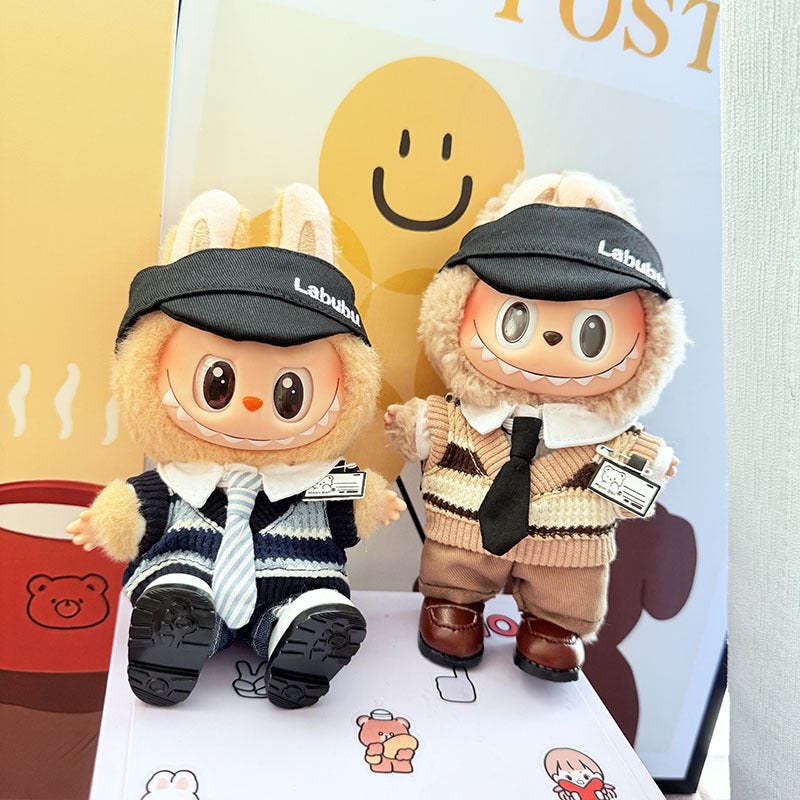 [Clothes only] One, two and three generations Labubu clothes pendant Labubu sitting baby clothes tie vest college style cute