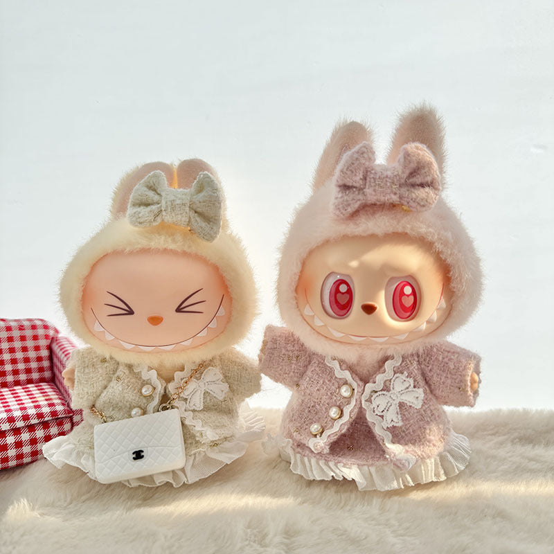 [Clothes only] First and second generation keychain Labubu clothes pendant Labubu baby clothes classic small fragrant skirt set