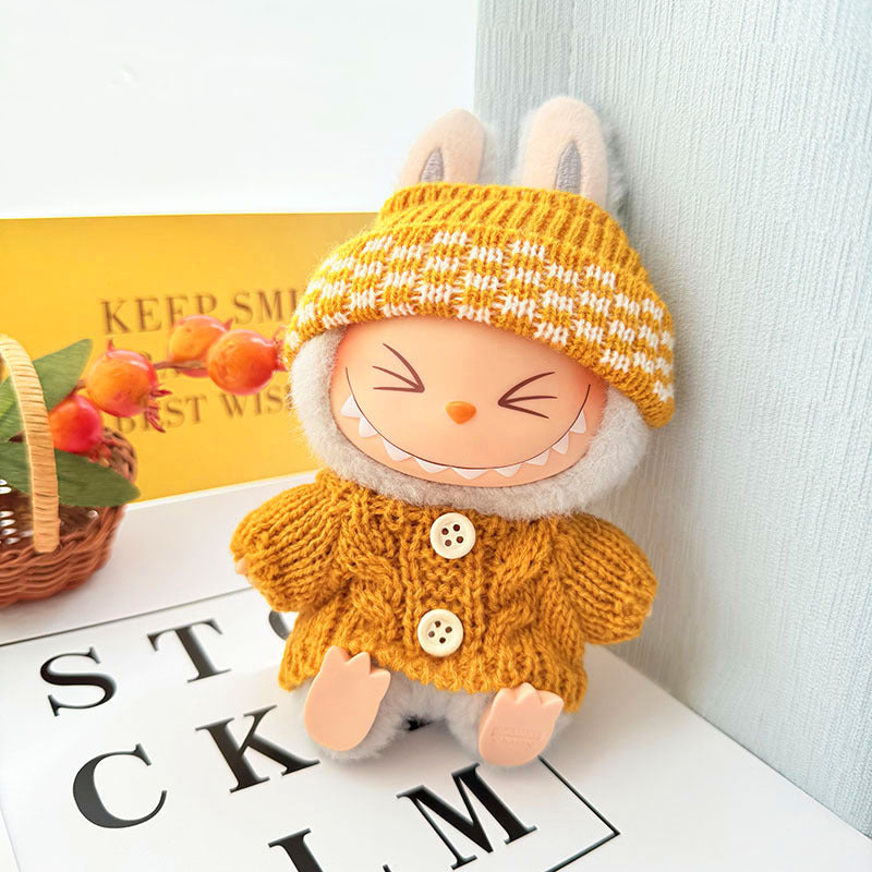[Clothes only] One, two and three generations of keychains Labubu clothes pendant Labubu baby clothes knitted sweater hat set