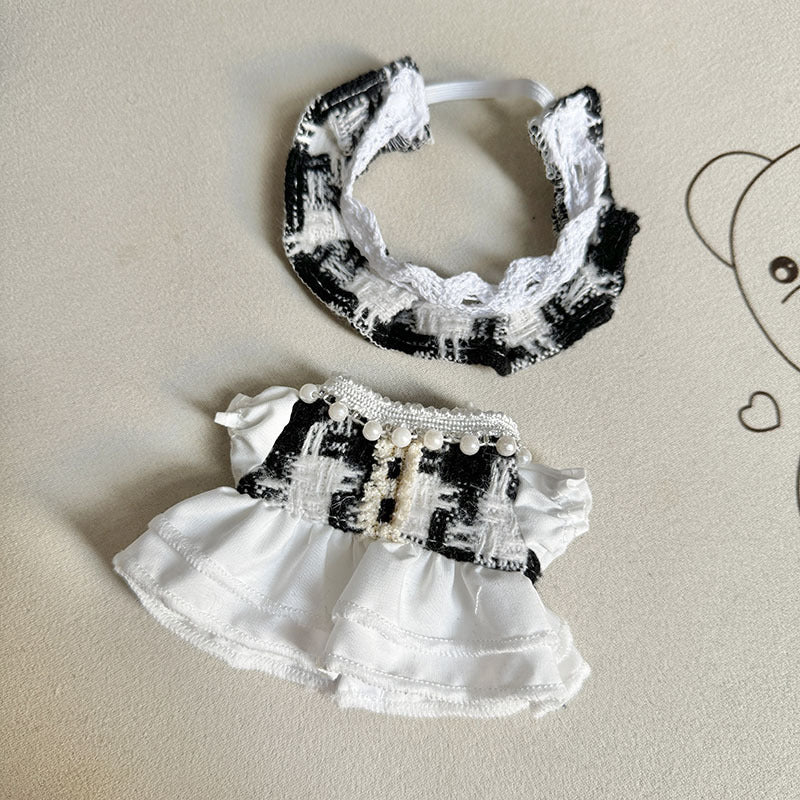 [Clothes only] Second-generation Labubu clothes pendant Labubu sitting party baby clothes headband Xiaoxiangfeng set