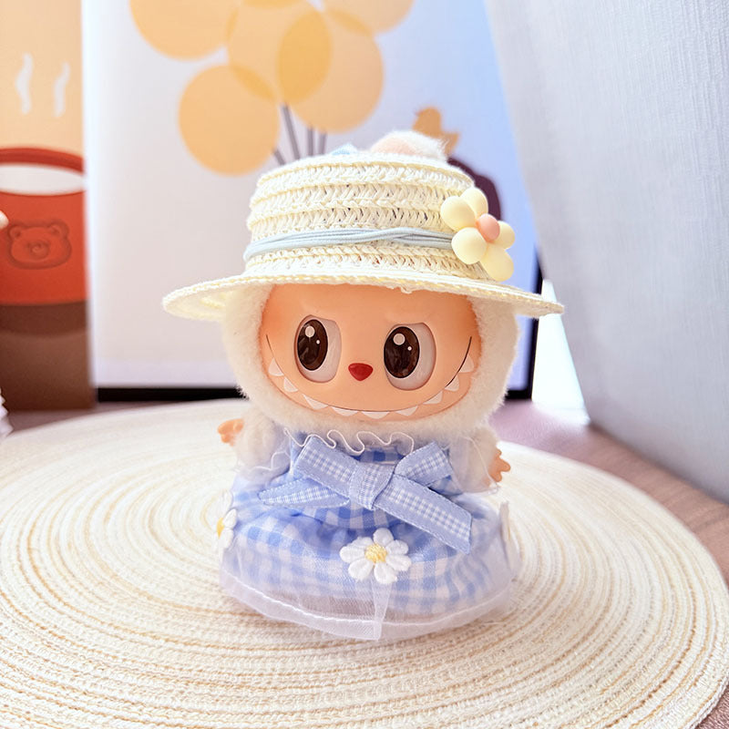 [Clothes only] One, two and three generations Labubu clothes pendant Labubu sitting baby clothes small daisy plaid skirt set
