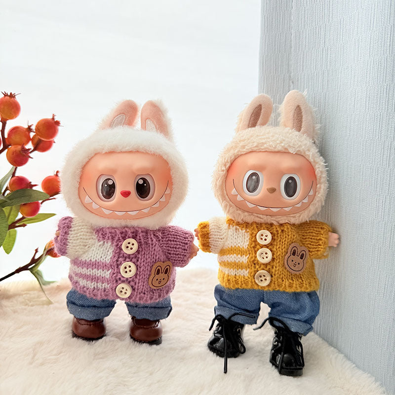[Clothes only] First and second generation keychain Labubu clothes pendant Rab cloth button sweater jeans set cute