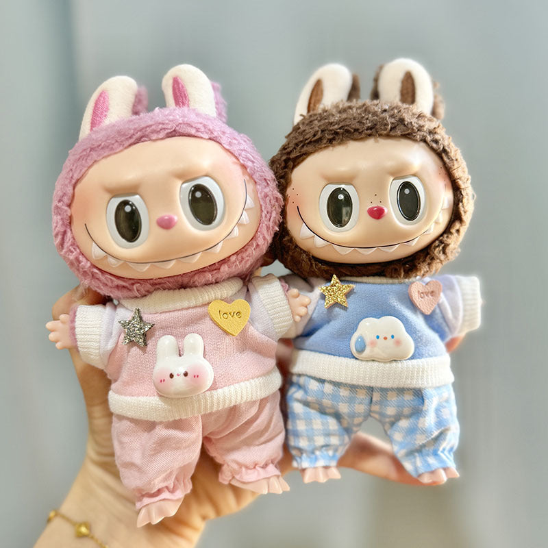 [Clothes only] 17cm pendant, rabub clothes, star rabbit sweater set, keychain labubu doll clothes.