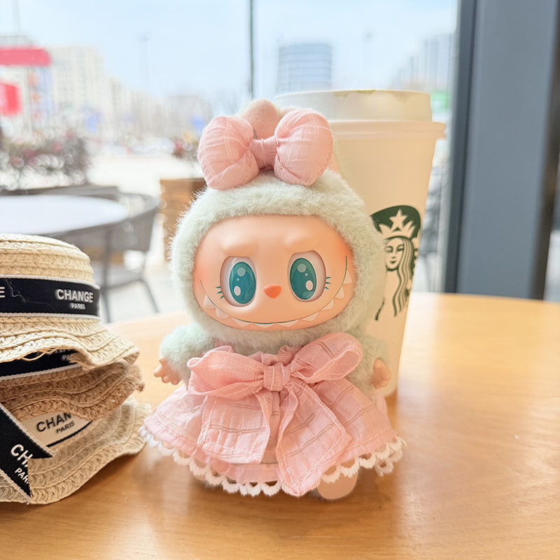 [Clothes only] First and second generation keychain Labubu clothes pendant Labub black fragrant camellia skirt straw hat
