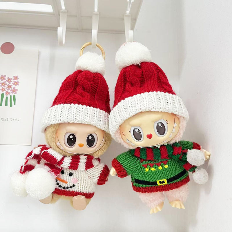 [Clothes only] First and second generation keychain Labubu clothes pendant Labubu cloth for New Year's Christmas sweater set